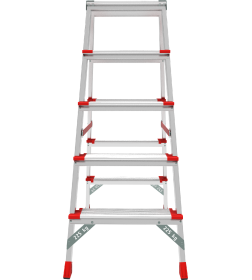 Стремянка алюминиевая двухсторонняя профессиональная NV3127, 2х5 ступеней 130 мм, площадка 350х260 мм
