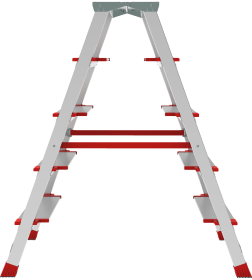 Стремянка алюминиевая двухсторонняя профессиональная NV3127, 2х5 ступеней 130 мм, площадка 350х260 мм