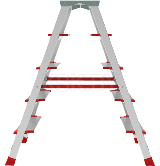 Стремянка алюминиевая двухсторонняя профессиональная NV3127, 2х5 ступеней 130 мм, площадка 350х260 мм (3127205) 