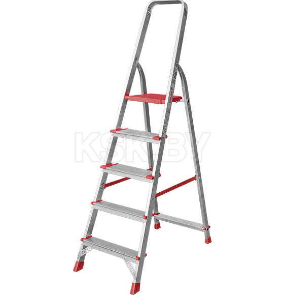 Стремянка алюминиевая односторонняя профессиональная Новая Высота NV 3112, 1х5 ступеней 80 мм / 130 мм (3112105) 