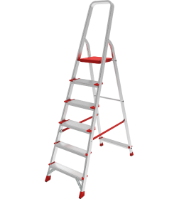 Стремянка алюминиевая односторонняя профессиональная Новая Высота NV 3112, 1х6 ступеней 80 мм / 130 мм