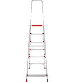 Стремянка алюминиевая односторонняя профессиональная Новая Высота NV 3112, 1х6 ступеней 80 мм / 130 мм