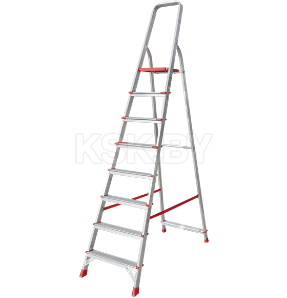 Стремянка алюминиевая односторонняя профессиональная Новая Высота NV 3112, 1х8ступеней 80 мм / 130 мм (3112108) 