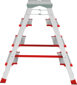 Стремянка 4 ступени ал. 2-х сторонняя профессион. 130 мм, площадка 350х260 мм NV3127