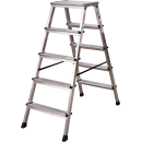 Стремянка 5 ступеней ал. 2-х сторонняя с увеличенной площадкой (260мм) серия NV212 Новая высота (2120205) 