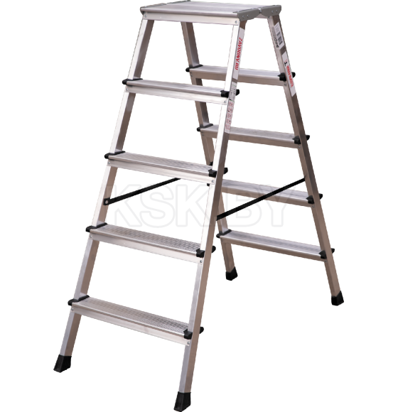 Стремянка 5 ступеней ал. 2-х сторонняя с увеличенной площадкой (260мм) серия NV212 Новая высота (2120205) 