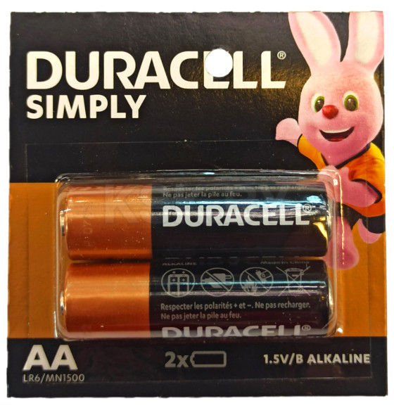 Батарейка AA LR06 1.5V Alkaline (2 шт) Duracell (Б0051815) 