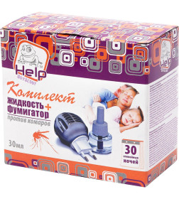 Комплект от КОМАРОВ: фумигатор и жидкость  30 ночей инсектицидная HELP, 80502