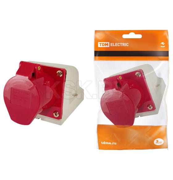 Розетка 124 стационарная 3Р+РЕ 32А 380В IP44 SQ0602-0005 TDM (SQ0602-0005) 