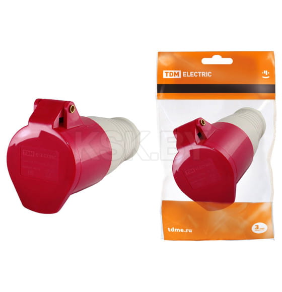 Розетка 224 переносная 3Р+РЕ 32А 380В IP44 SQ0603-0013 TDM (SQ0603-0013) 