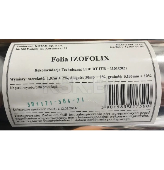 Фольга для теплого пола ISOFOLIX тощина 0,1 (50м)