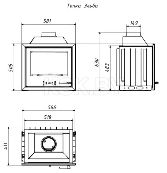 Печь-камин Мета-бел ТКТ-9,0-01 (в модификации "Эльба" ) (ТКТ-9,0-01) 
