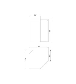 Корпус навесной 610х610х960 мм, угловой 2 полки