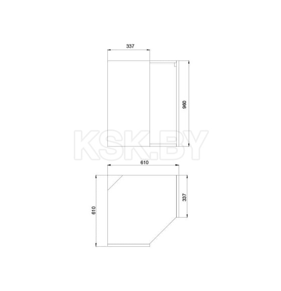 Корпус навесной 610х610х960 мм, угловой 2 полки (20616196) 