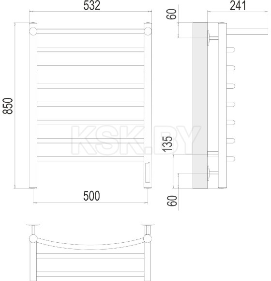 Полотенцесушитель Классик с/п П8 500х850 электро (4670078531414) 