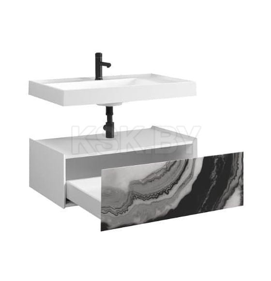 Тумба под умывальник Belux Триумф НП 85-01, Белый матовый, принт <Срез>