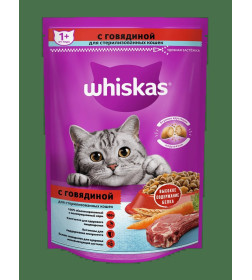 Корм для животных Whiskas для стерелизованных кошек и котов Говядина и вкусн. подушечки  350 г