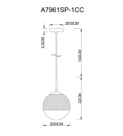 Светильник подвесной Arte Lamp JUPITER chrome A7961SP-1CC