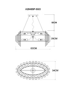 Светильник подвесной Arte Lamp JASTIN A2848SP-5GO