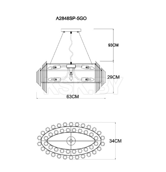 Светильник подвесной Arte Lamp JASTIN A2848SP-5GO (A2848SP-5GO) 