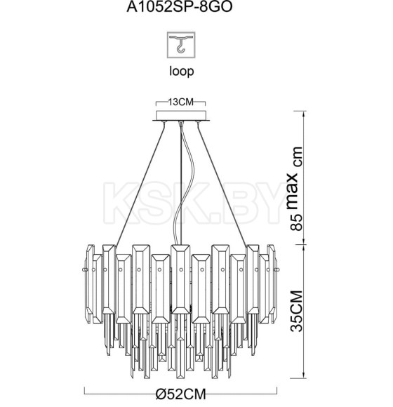 Светильник подвесной Arte Lamp NICOLETTA A1052SP-8GO (A1052SP-8GO) 