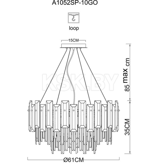 Светильник подвесной Arte Lamp NICOLETTA A1052SP-10GO (A1052SP-10GO) 