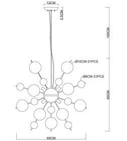 Светильник подвесной Arte Lamp MOLECULE A8313SP-9CC