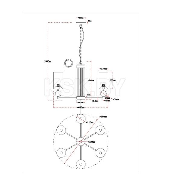 Светильник подвесной Arte Lamp MATAR A4027LM-6PB (A4027LM-6PB) 