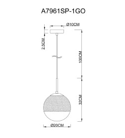 Светильник подвесной Arte Lamp JUPITER gold A7961SP-1GO