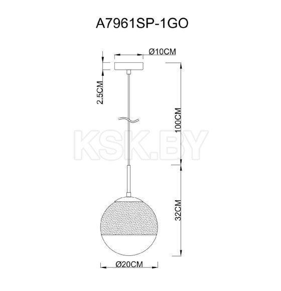 Светильник подвесной Arte Lamp JUPITER gold A7961SP-1GO (A7961SP-1GO) 