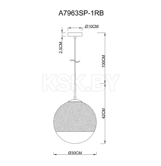 Светильник подвесной Arte Lamp JUPITER copper A7963SP-1RB (A7963SP-1RB) 