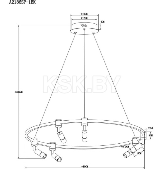 Светильник подвесной Arte Lamp RING A2186SP-1BK (A2186SP-1BK) 