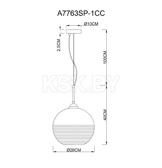 Светильник подвесной Arte Lamp WAVE A7763SP-1CC (A7763SP-1CC) 