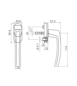 Ручка оконная Roto line белая R07.2 37/45 