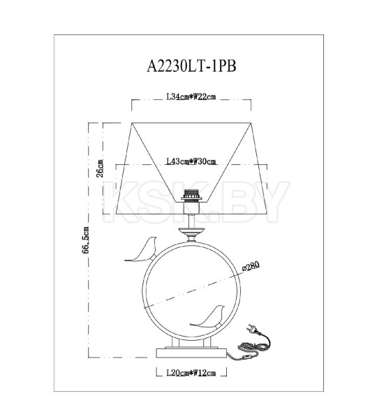 Светильник настольный Arte Lamp RIZZI A2230LT-1PB (A2230LT-1PB) 