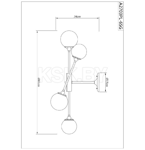 Светильник потолочный Arte Lamp MARCO A2703PL-6SG (A2703PL-6SG) 