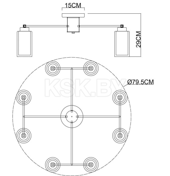 Светильник потолочный Arte Lamp LEO A7027PL-8BK (A7027PL-8BK) 