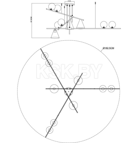 Светильник потолочный Arte Lamp JACOB A7029PL-9BK (A7029PL-9BK) 