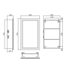 Шкаф зеркальный Silver Mirrors.Hamburg-BLACK 46 Led 462х762 