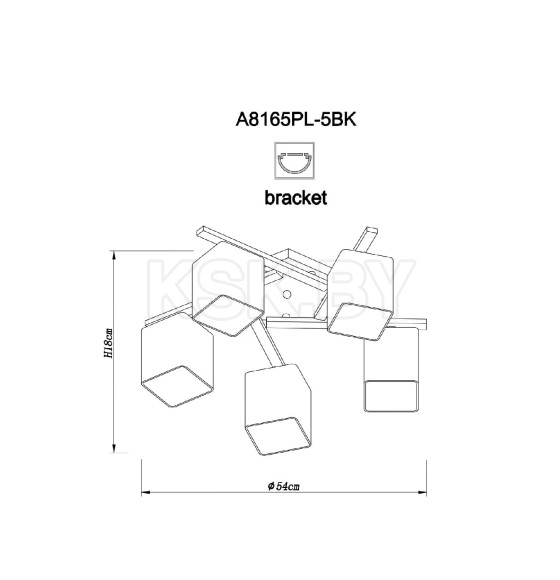 Светильник потолочный Arte Lamp VISUALE A8165PL-5BK (A8165PL-5BK) 