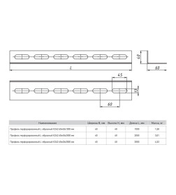 Профиль перфорированный L-образный К242 60х40х3000 мм (2 мм) EKF