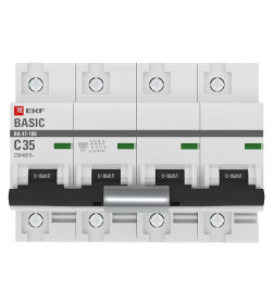 Автоматический выключатель 4P 35А (C) 10kA ВА 47-100 EKF Basic