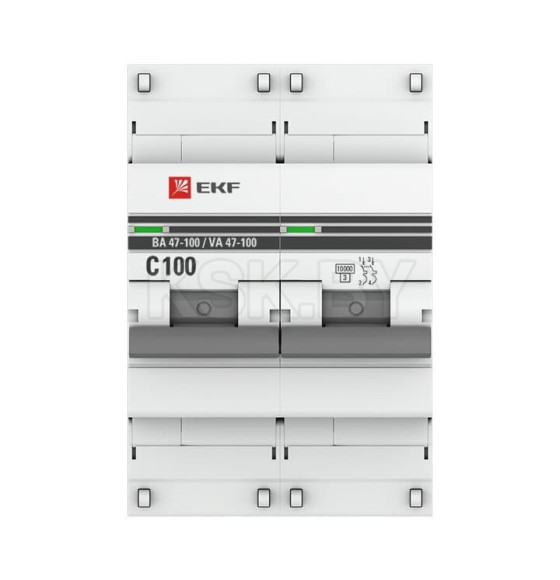 Автоматический выключатель 2P 100А (C) 10kA ВА 47-100 EKF PROxima (mcb47100-2-100C-pro) 