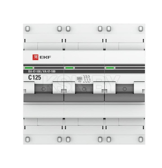 Автоматический выключатель 3P 125А (C) 10kA ВА 47-100 EKF PROxima (mcb47100-3-125C-pro) 