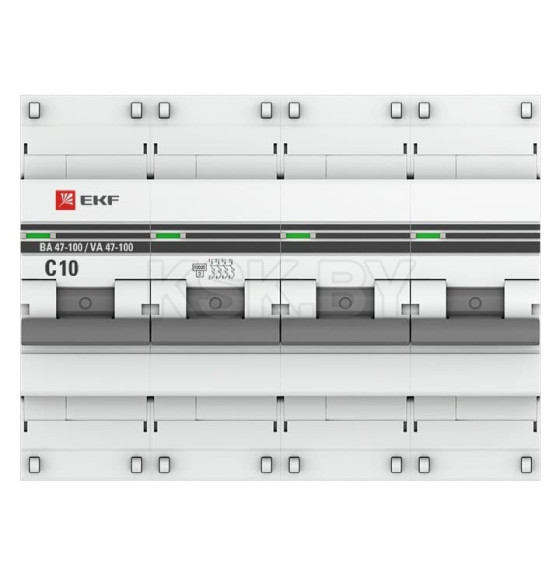 Автоматический выключатель 4P 10А (C) 10kA ВА 47-100 EKF PROxima (mcb47100-4-10C-pro) 