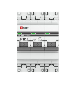 Автоматический выключатель 3P 12,5А (D) 4,5kA ВА 47-63 EKF PROxima