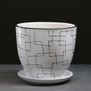 Горшок для цветов керамический с подставкой 8,0 л Иллюзия белая (13с2) 