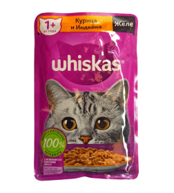 Корм влажный Whiskas желе с курицей и индейкой 75 г