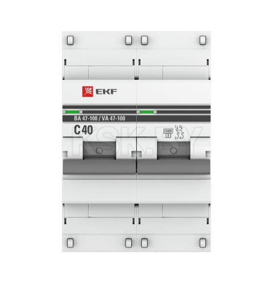 Автоматический выключатель 2P 40А (C) 10kA ВА 47-100 EKF PROxima (mcb47100-2-40C-pro) 