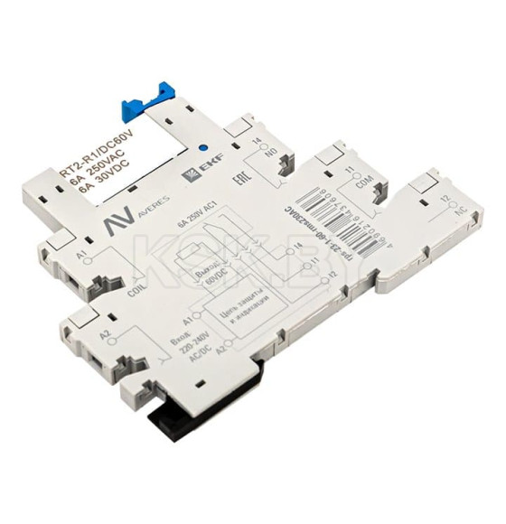 Реле промежуточное с розеткой в сборе РП slim 23/1 6A 230В AC (rps-23-1-60-rms230AC) 